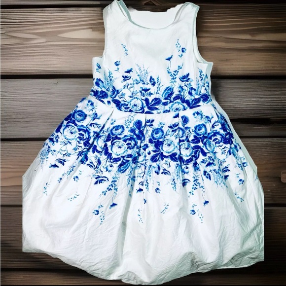 Janie Jack Blue Rose Floral Tea Party Dress Christmas Holiday